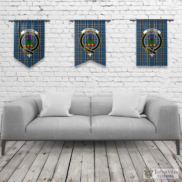 Thomson Dress Blue Tartan Gonfalon, Tartan Banner with Family Crest