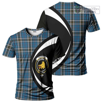 Thomson Dress Blue Tartan T-Shirt with Family Crest Circle Style