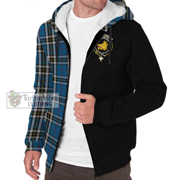 Thomson Dress Blue Tartan Sherpa Hoodie with Family Crest and Half Of Me Style