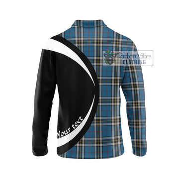 Thomson Dress Blue Tartan Long Sleeve Polo Shirt with Family Crest Circle Style