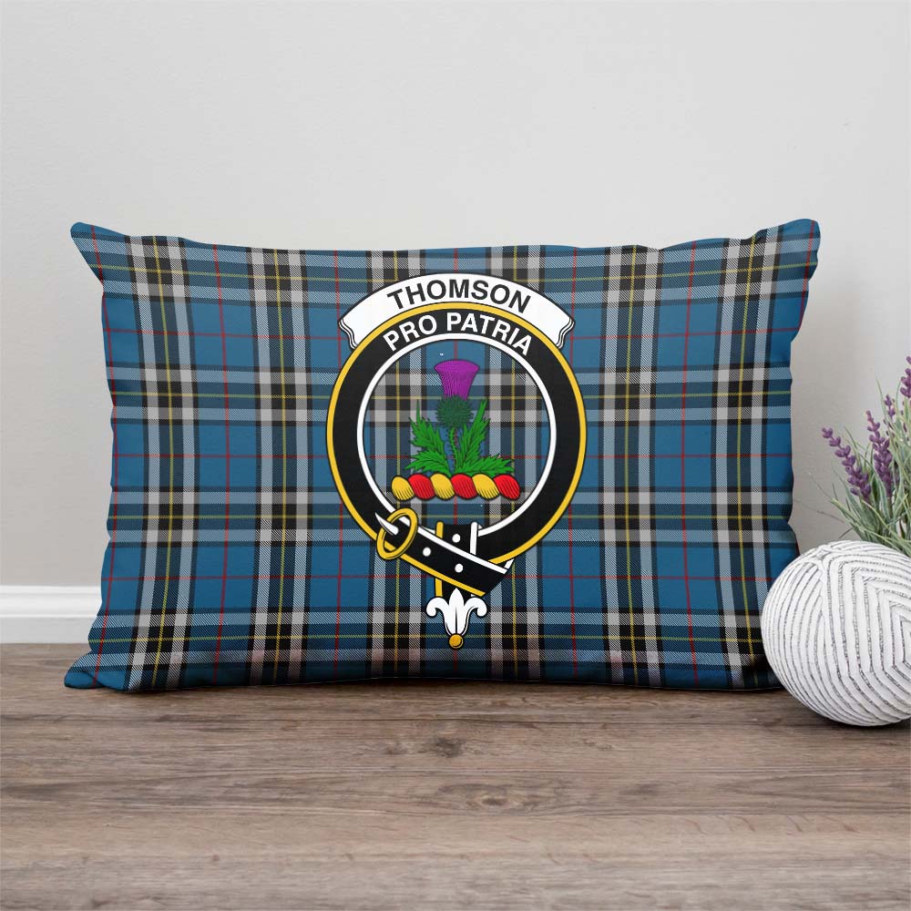 Thomson Dress Blue Tartan Pillow Cover with Family Crest Rectangle Pillow Cover - Tartanvibesclothing