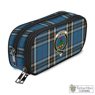 Thomson Dress Blue Tartan Pen and Pencil Case with Family Crest