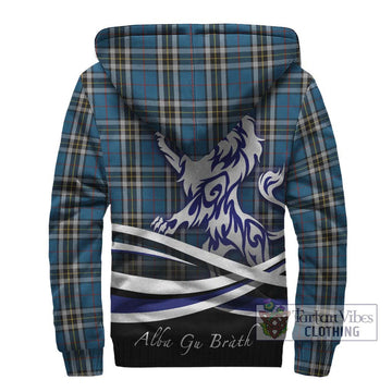 Thomson Dress Blue Tartan Sherpa Hoodie with Alba Gu Brath Regal Lion Emblem