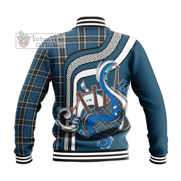 Thomson Dress Blue Tartan Baseball Jacket with Epic Bagpipe Style