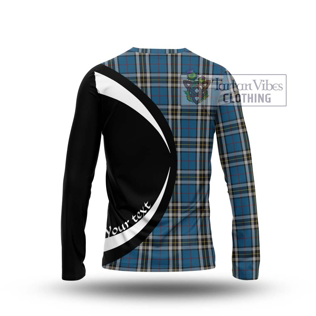 Thomson Dress Blue Tartan Long Sleeve T-Shirt with Family Crest Circle Style - Tartan Vibes Clothing