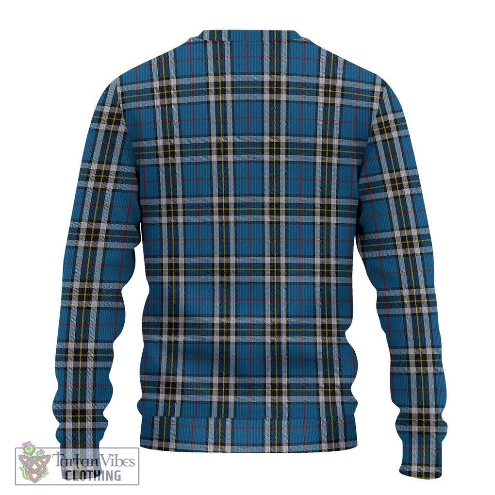 Thomson Dress Blue Tartan Knitted Sweater with Family Crest DNA In Me Style - Tartanvibesclothing Shop