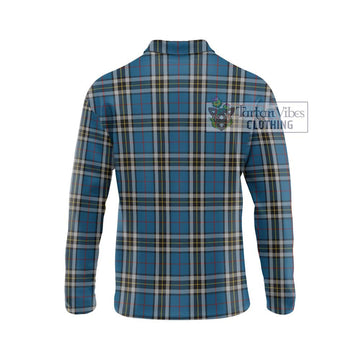 Thomson Dress Blue Tartan Long Sleeve Polo Shirt with Family Crest DNA In Me Style