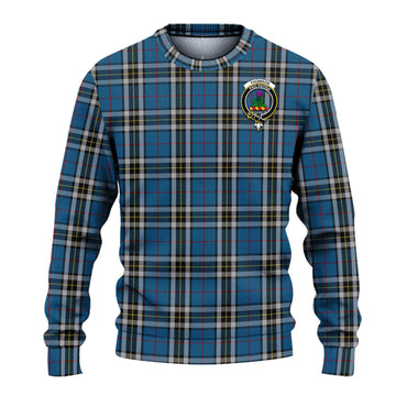 Thomson Dress Blue Tartan Ugly Sweater with Family Crest