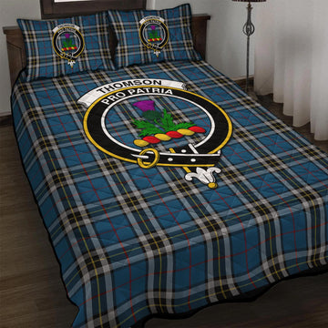 Thomson Dress Blue Tartan Quilt Bed Set with Family Crest