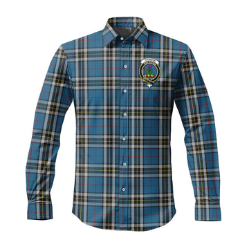 Thomson Dress Blue Tartan Long Sleeve Button Up Shirt with Family Crest