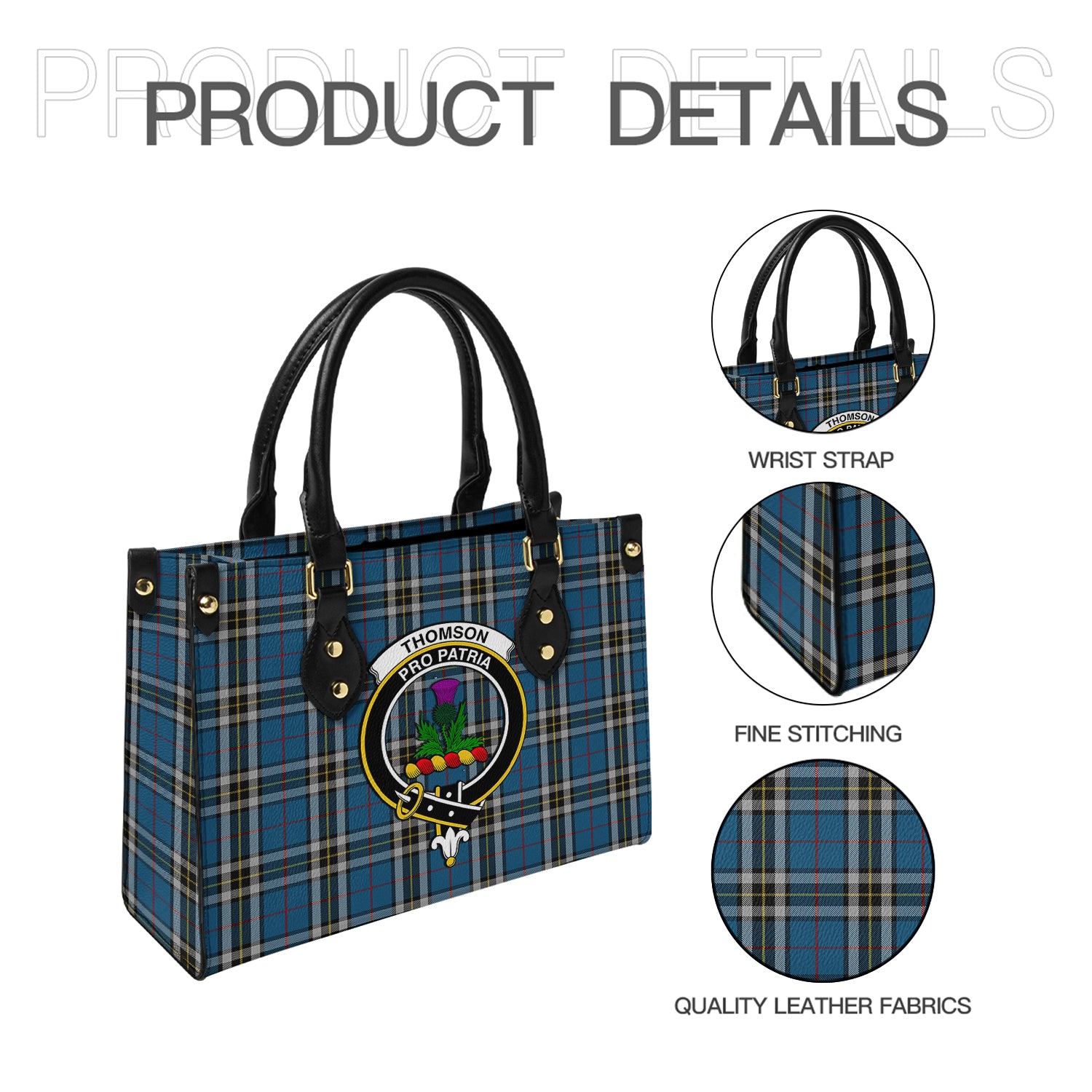 thomson-dress-blue-tartan-leather-bag-with-family-crest