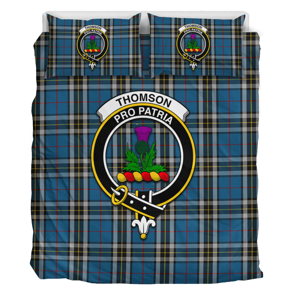 Thomson Dress Blue Tartan Bedding Set with Family Crest - Tartan Vibes Clothing