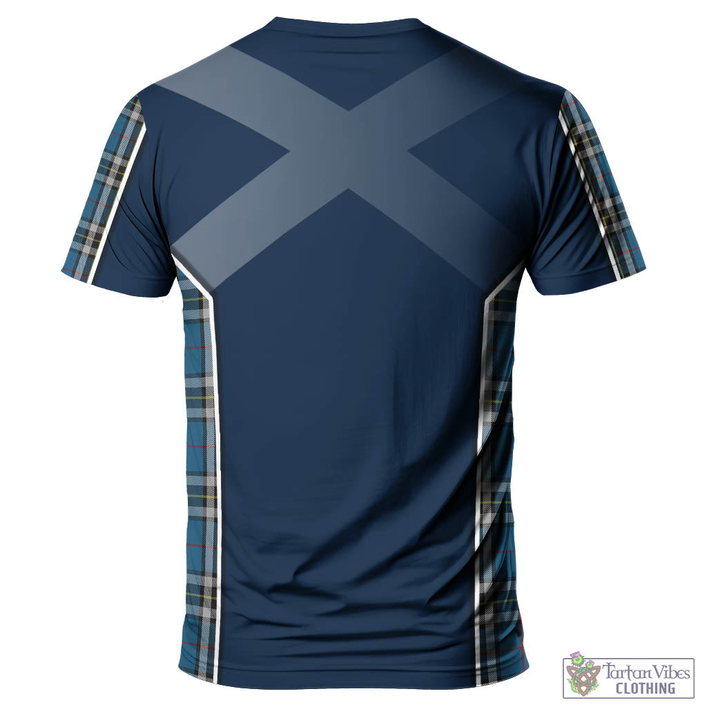 Tartan Vibes Clothing Thomson Dress Blue Tartan T-Shirt with Family Crest and Lion Rampant Vibes Sport Style