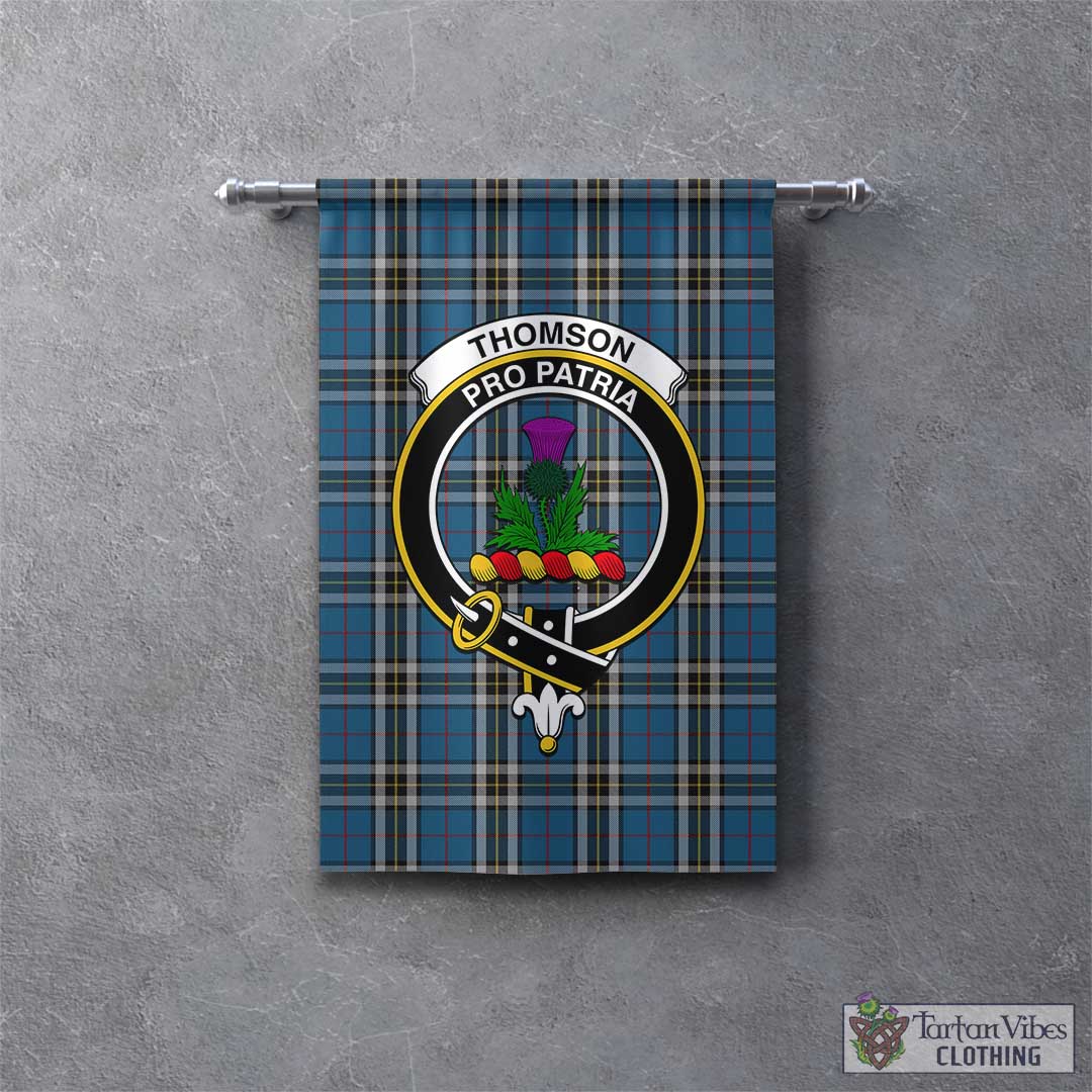 Tartan Vibes Clothing Thomson Dress Blue Tartan Gonfalon, Tartan Banner with Family Crest