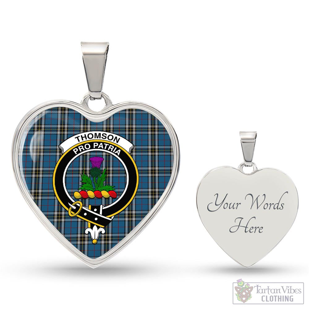 Tartan Vibes Clothing Thomson Dress Blue Tartan Heart Necklace with Family Crest