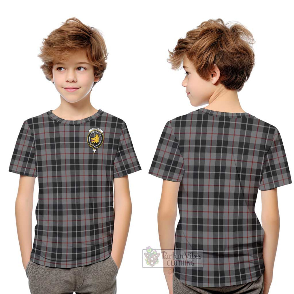 Thomson Grey Tartan Kid T-Shirt with Family Crest Youth XL Size14 - Tartanvibesclothing Shop