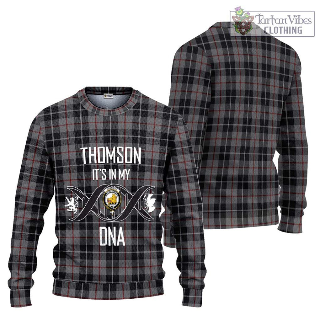 Thomson Grey Tartan Knitted Sweater with Family Crest DNA In Me Style Unisex - Tartanvibesclothing Shop