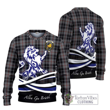 Thomson Grey Tartan Ugly Sweater with Alba Gu Brath Regal Lion Emblem