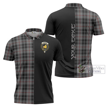 Thomson Grey Tartan Zipper Polo Shirt with Family Crest and Half Of Me Style