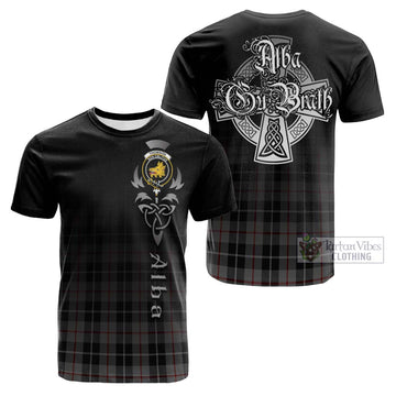 Thomson Grey Tartan Cotton T-shirt Featuring Alba Gu Brath Family Crest Celtic Inspired