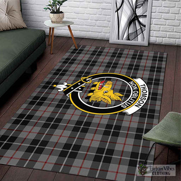 Thomson Grey Tartan Area Rug with Family Crest