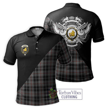 Thomson Grey Tartan Polo Shirt with Family Crest and Military Logo Style