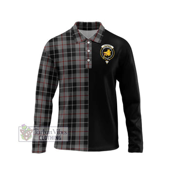 Thomson Grey Tartan Long Sleeve Polo Shirt with Family Crest and Half Of Me Style