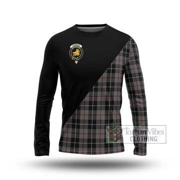 Thomson Grey Tartan Long Sleeve T-Shirt with Family Crest and Military Logo Style