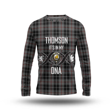 Thomson Grey Tartan Long Sleeve T-Shirt with Family Crest DNA In Me Style