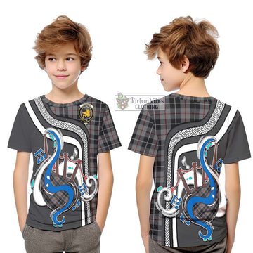 Thomson Grey Tartan Kid T-Shirt with Epic Bagpipe Style