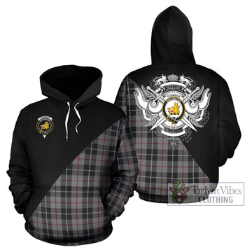 Thomson Grey Tartan Hoodie with Family Crest and Military Logo Style