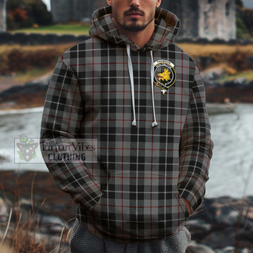 Thomson Grey Tartan Cotton Hoodie with Family Crest