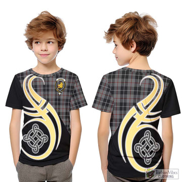 Thomson Grey Tartan Kid T-Shirt with Family Crest and Celtic Symbol Style