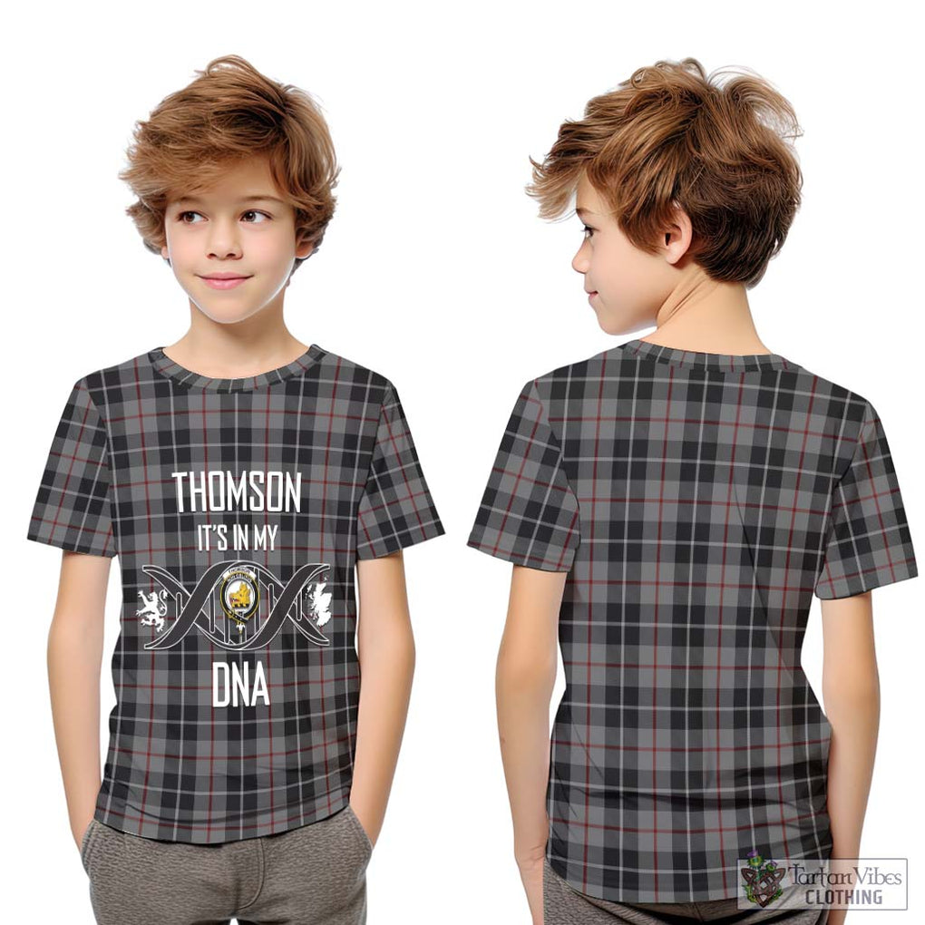 Thomson Grey Tartan Kid T-Shirt with Family Crest DNA In Me Style Youth XL Size14 - Tartanvibesclothing Shop