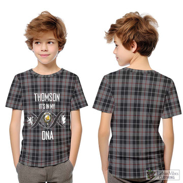 Thomson Grey Tartan Kid T-Shirt with Family Crest DNA In Me Style