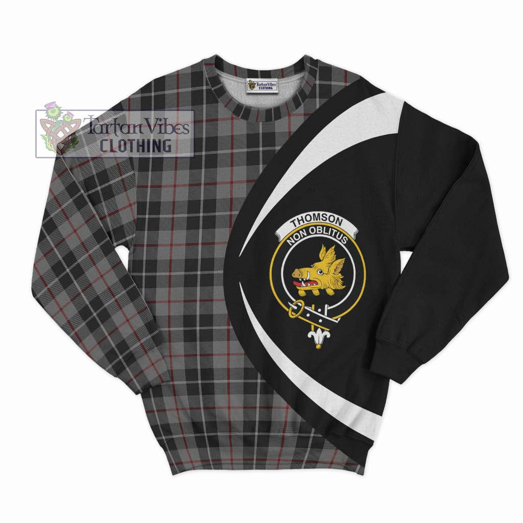 Tartan Vibes Clothing Thomson Grey Tartan Sweatshirt with Family Crest Circle Style