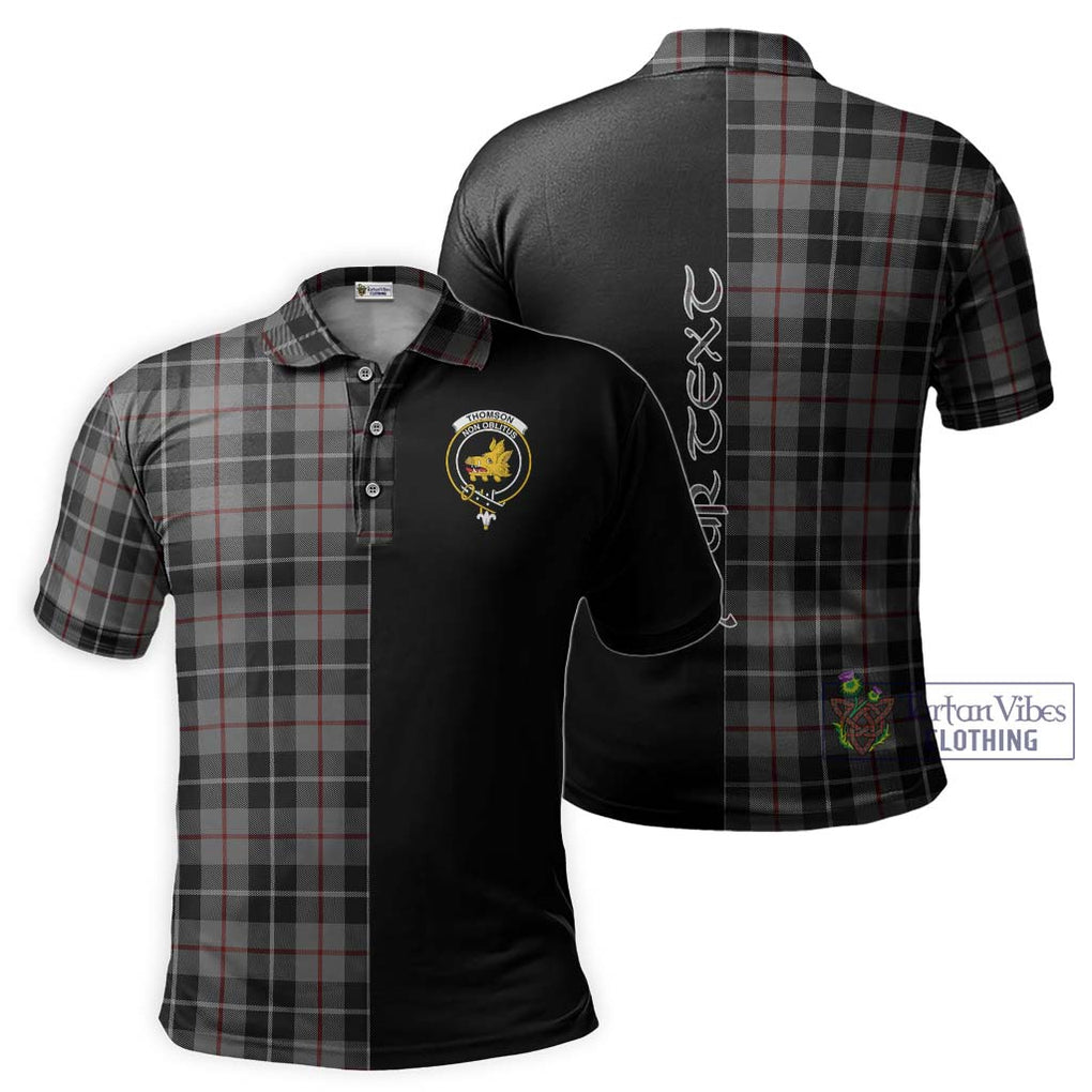 Thomson Grey Tartan Polo Shirt with Family Crest and Half Of Me Style Kid - Tartanvibesclothing Shop