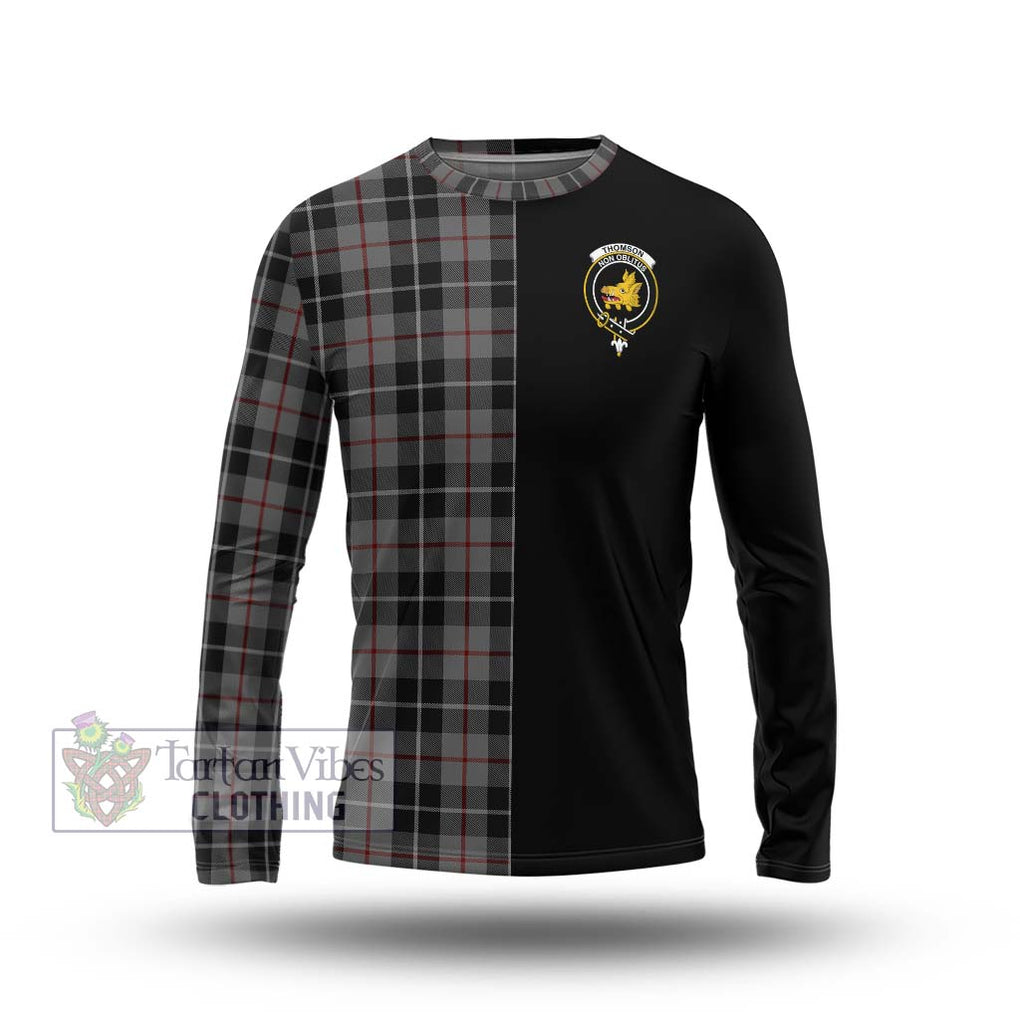 Thomson Grey Tartan Long Sleeve T-Shirt with Family Crest and Half Of Me Style Unisex - Tartanvibesclothing Shop