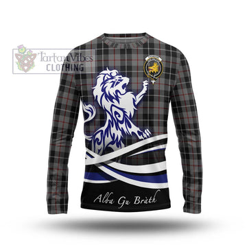 Thomson Grey Tartan Long Sleeve T-Shirt with Alba Gu Brath Regal Lion Emblem