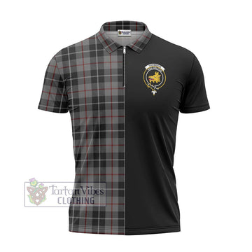 Thomson Grey Tartan Zipper Polo Shirt with Family Crest and Half Of Me Style