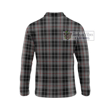 Thomson Grey Tartan Long Sleeve Polo Shirt with Family Crest DNA In Me Style