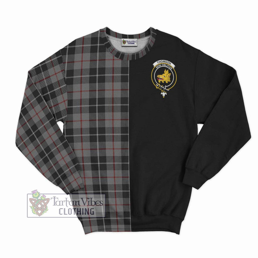 Thomson Grey Tartan Sweatshirt with Family Crest and Half Of Me Style - Tartanvibesclothing Shop