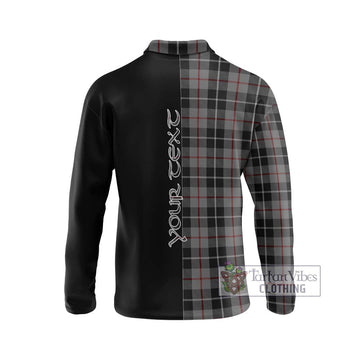 Thomson Grey Tartan Long Sleeve Polo Shirt with Family Crest and Half Of Me Style