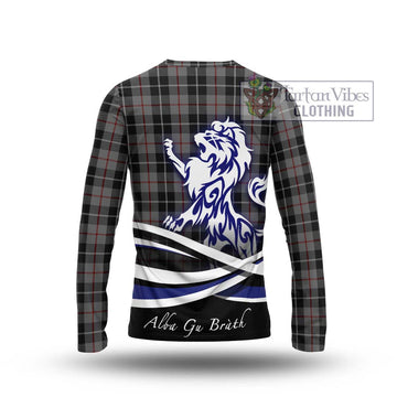 Thomson Grey Tartan Long Sleeve T-Shirt with Alba Gu Brath Regal Lion Emblem