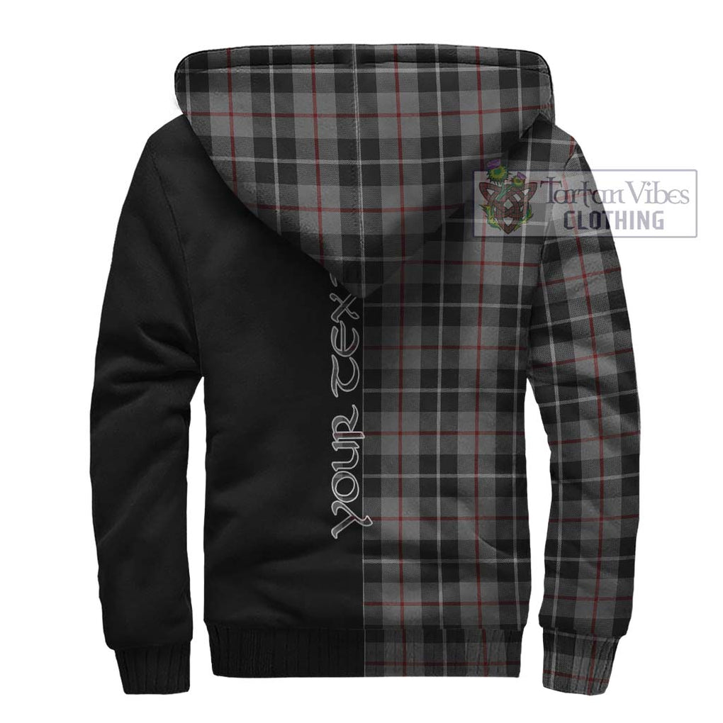 Thomson Grey Tartan Sherpa Hoodie with Family Crest and Half Of Me Style - Tartanvibesclothing Shop