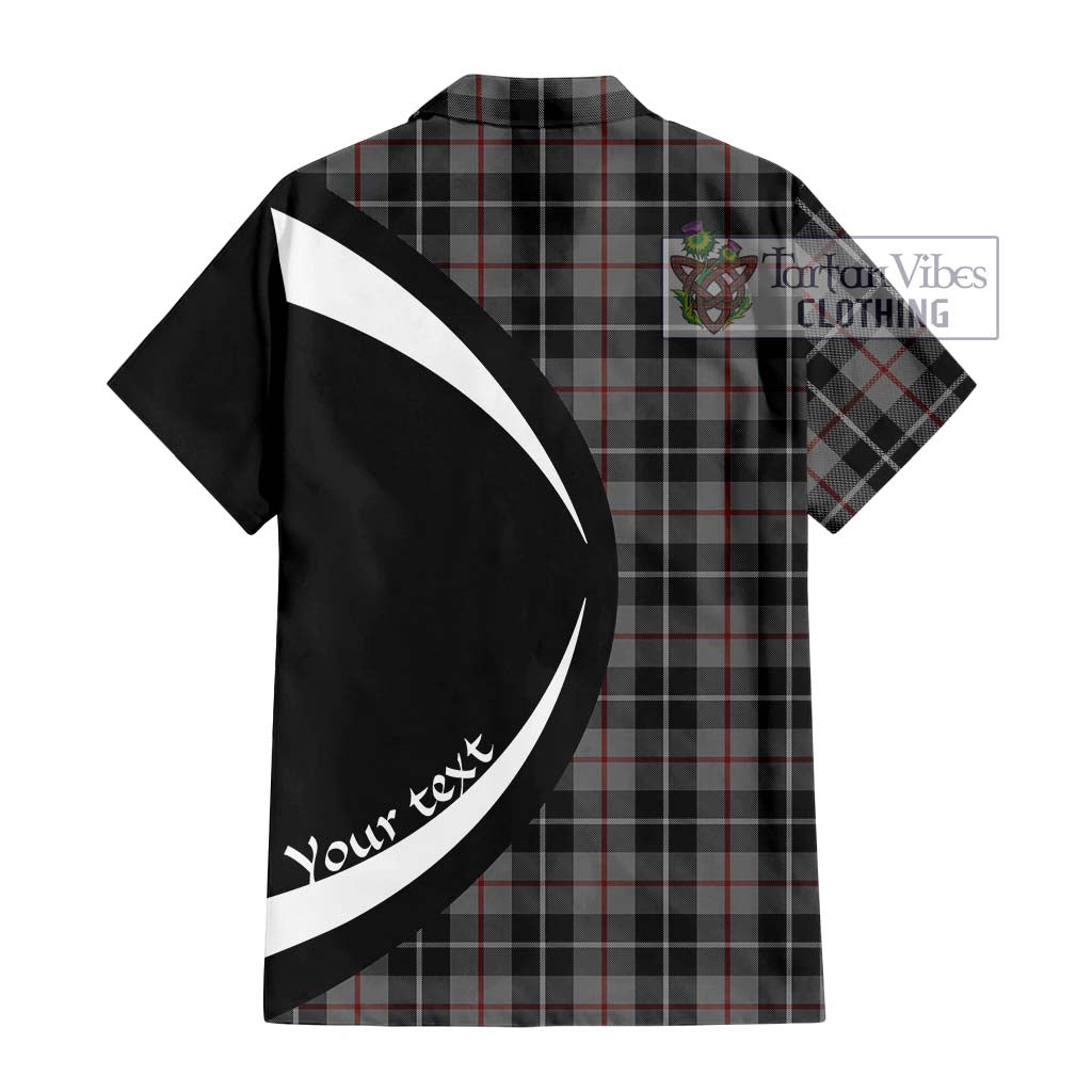 Thomson Grey Tartan Short Sleeve Button Up with Family Crest Circle Style - Tartan Vibes Clothing