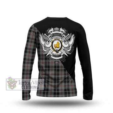 Thomson Grey Tartan Long Sleeve T-Shirt with Family Crest and Military Logo Style