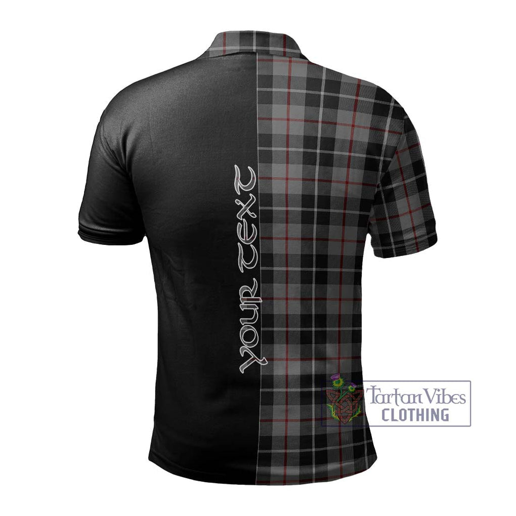 Thomson Grey Tartan Polo Shirt with Family Crest and Half Of Me Style - Tartanvibesclothing Shop