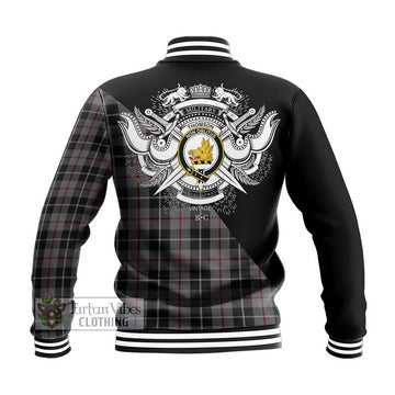 Thomson Grey Tartan Baseball Jacket with Family Crest and Military Logo Style