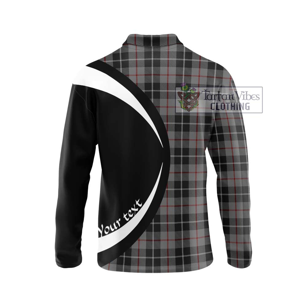 Thomson Grey Tartan Long Sleeve Polo Shirt with Family Crest Circle Style - Tartan Vibes Clothing